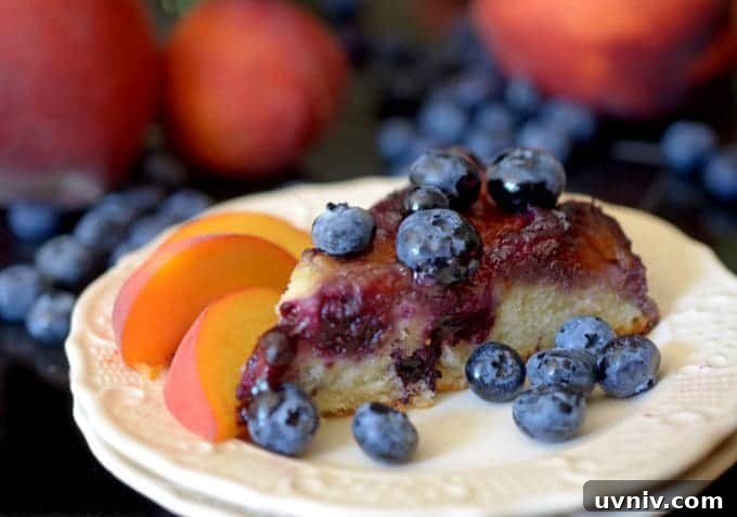 a slice of cake with blue berries