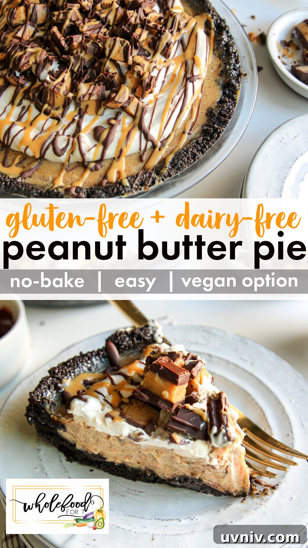 Peanut Butter Pie Recipe — Gluten & Dairy Free Delight 2 Gluten-free Dairy-free Peanut Butter Pie - No-bake, EASY! With vegan option.