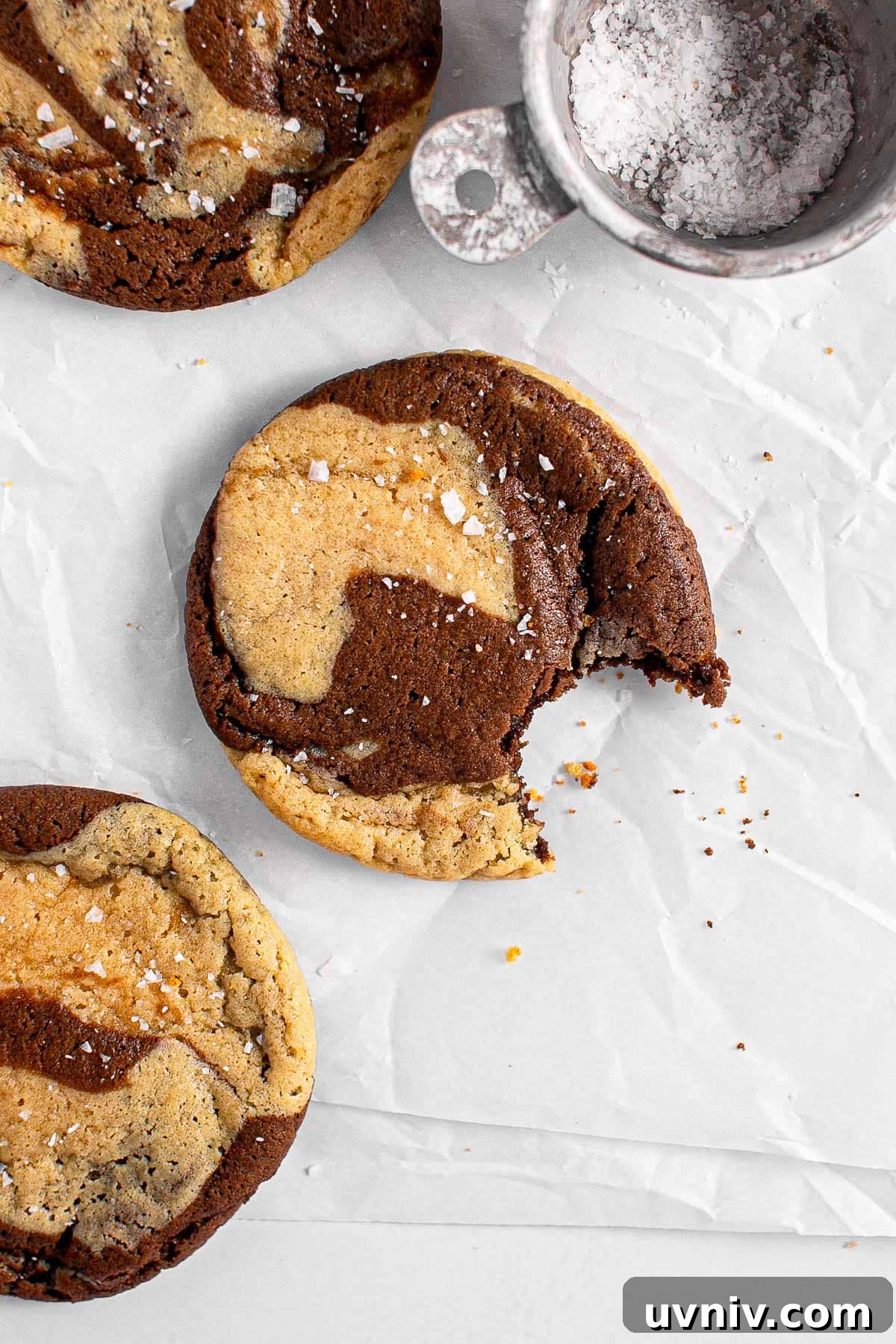 Chocolate Marble Cookies Recipe: Soft Swirl Cookies for Any Occasion 2 Chocolate marble cookie on parchment