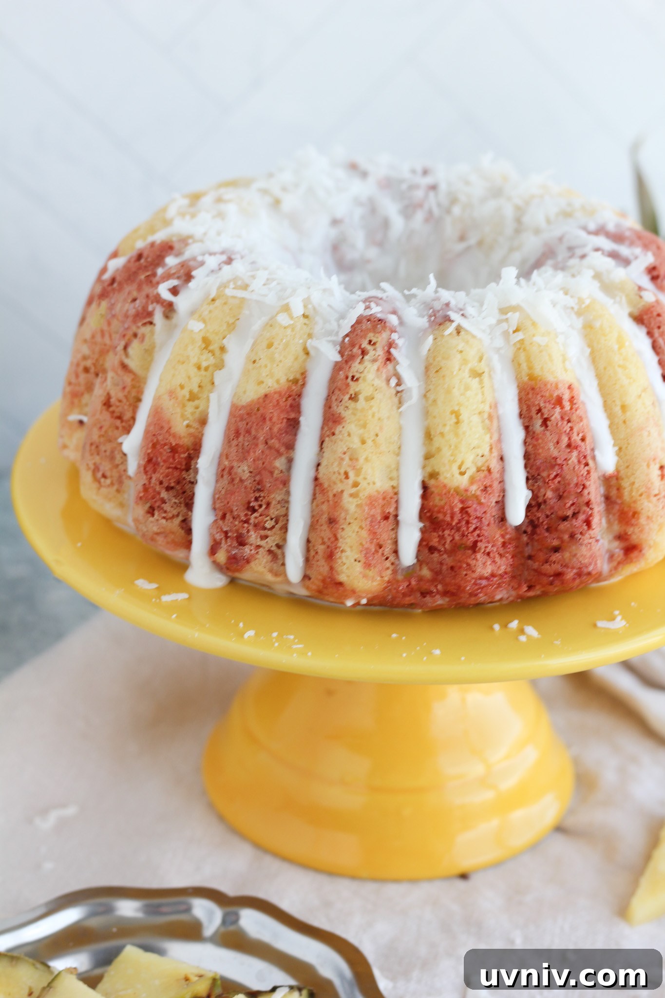 Hawaiian Lava Flow Bundt Cake Recipe: Pineapple Strawberry Swirl 9 Hawaiian Lava Flow Bundt Cake thumbnail