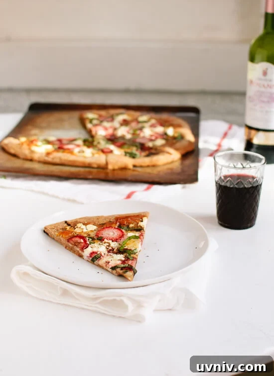 Strawberry, basil and balsamic pizza
