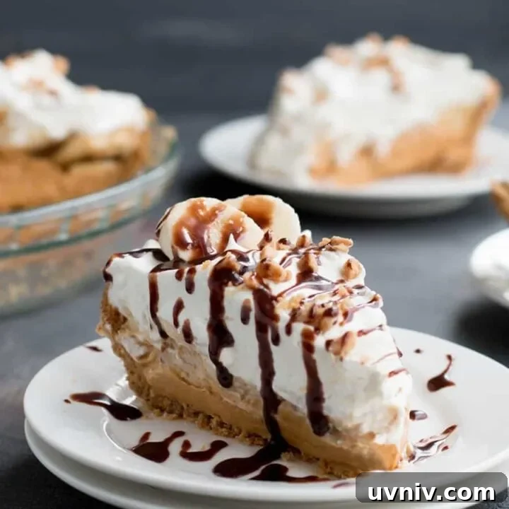 Easy Banoffee Cream Pie pairs the short cut of dulce de leche with the twist of adding cream cheese. A drizzle of Nutella syrup takes it over the top!