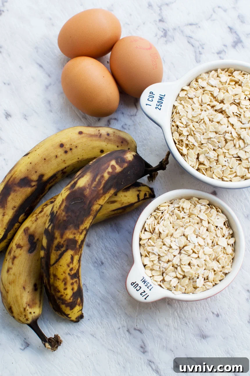 Banana Bread Waffles That Transform Your Weekend Brunch 3 Ingredients for banana oat waffles (oats, bananas and eggs)