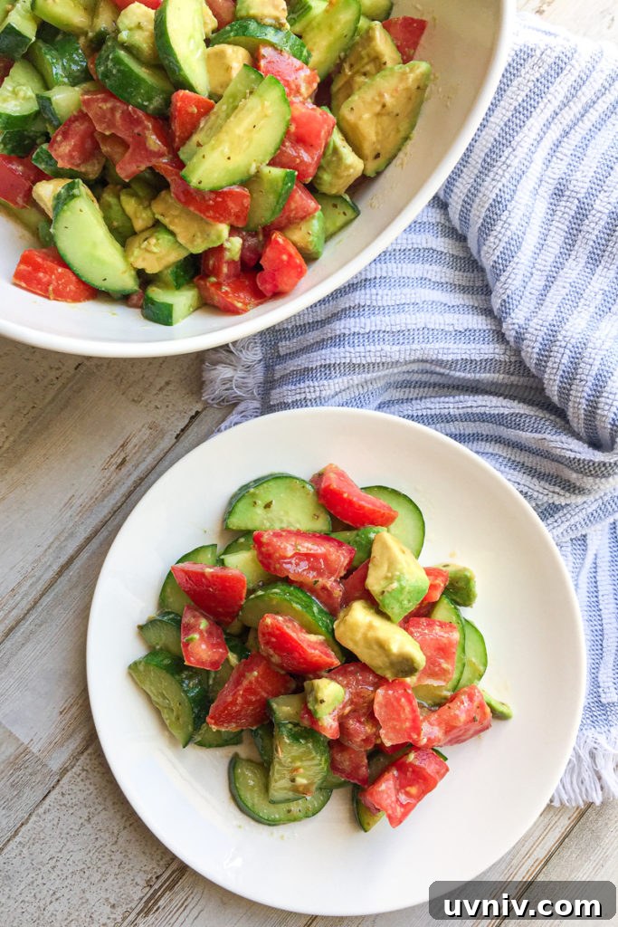Refreshing Cucumber Tomato Avocado Salad with Lemon Vinaigrette 2 Cucumber Tomato And Avacado Salad