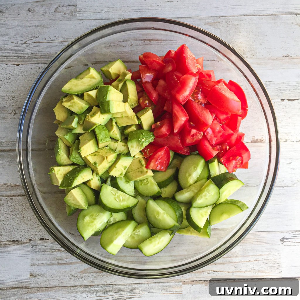 Refreshing Cucumber Tomato Avocado Salad with Lemon Vinaigrette 3 cucumber tomato avocado salad