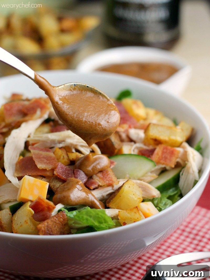 Weekly Dinner Menu 84: Delicious Bacon Recipes for the Week 9 Loaded BBQ Chicken Salad: Crisp lettuce smothered with chicken, bacon, cheese, and roasted potatoes is drizzled with a BBQ salad dressing!