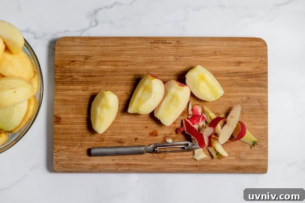 apple slices on a cutting board
