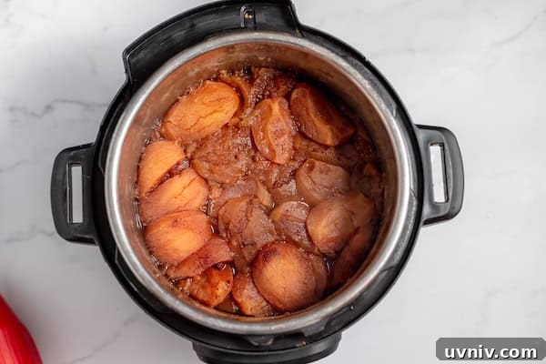 cooked apples with cinnamon and brown sugar.