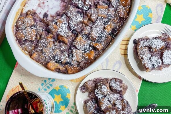 Overnight blueberry French toast bake